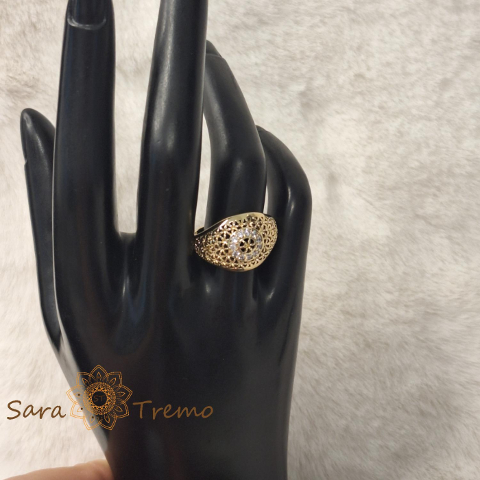 Inel tip ghiul femei cu cristale zirconia albe - placat 14k [2]
