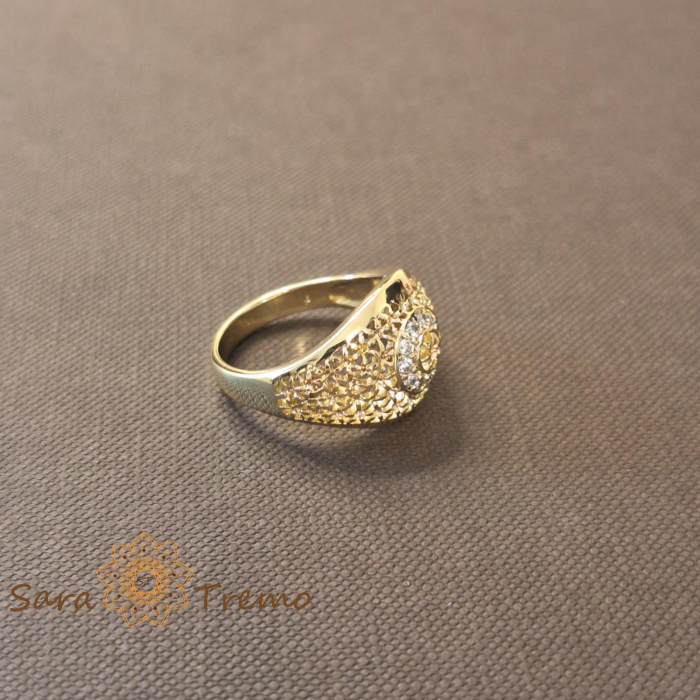 Inel tip ghiul femei cu cristale zirconia albe - placat 14k [3]