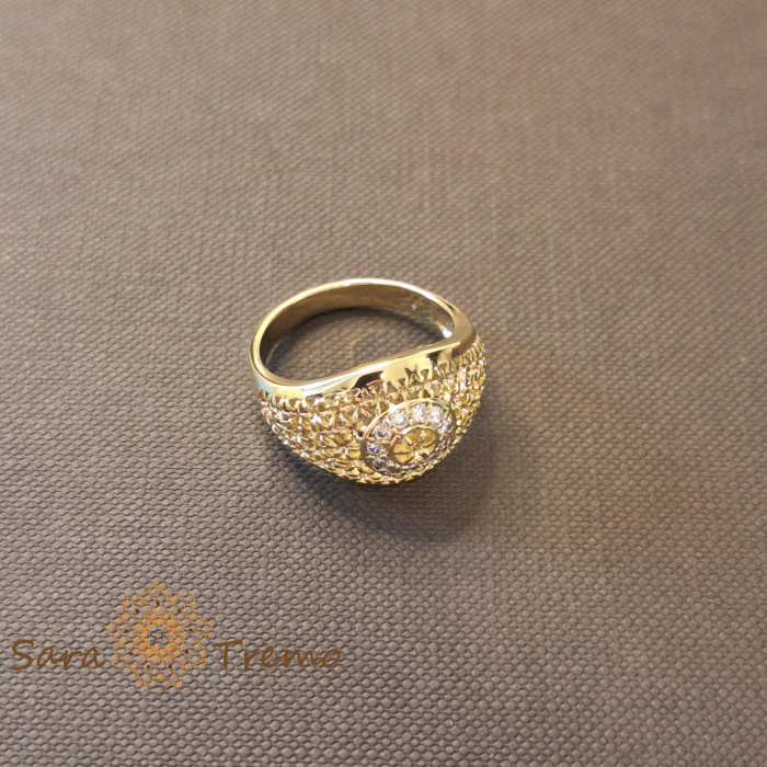 Inel tip ghiul femei cu cristale zirconia albe - placat 14k [4]
