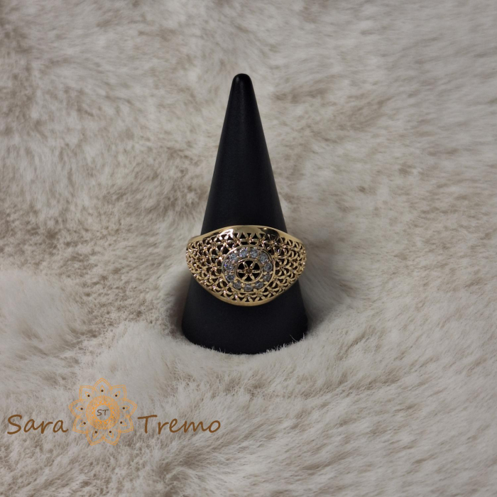 Inel tip ghiul femei cu cristale zirconia albe - placat 14k [6]