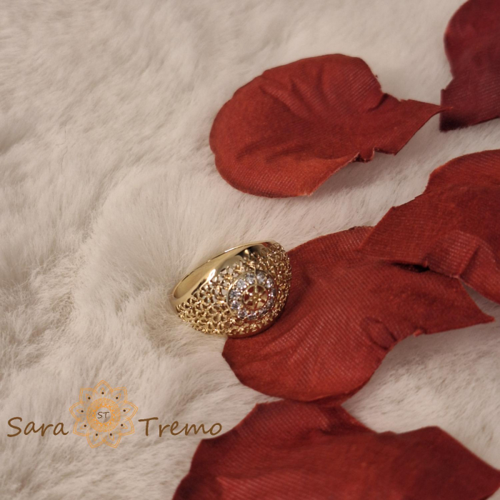Inel tip ghiul femei cu cristale zirconia albe - placat 14k [7]