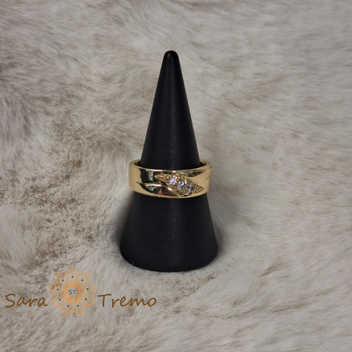 Inel clasic femei placat 14k cu zirconia fin - latime 6mm [5]