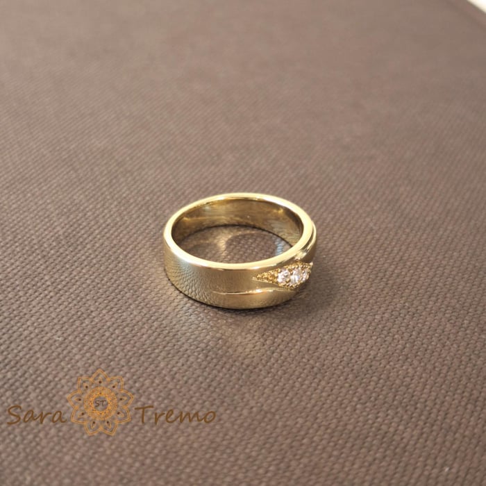 Inel clasic femei placat 14k cu zirconia fin - latime 6mm [4]