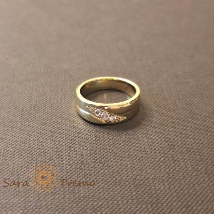 Inel clasic femei placat 14k cu zirconia fin - latime 6mm [2]
