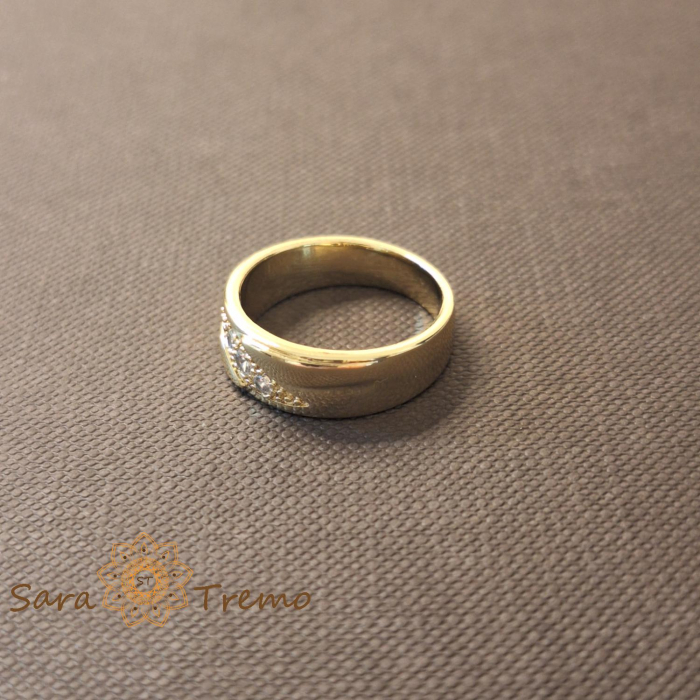 Inel clasic femei placat 14k cu zirconia fin - latime 6mm [3]