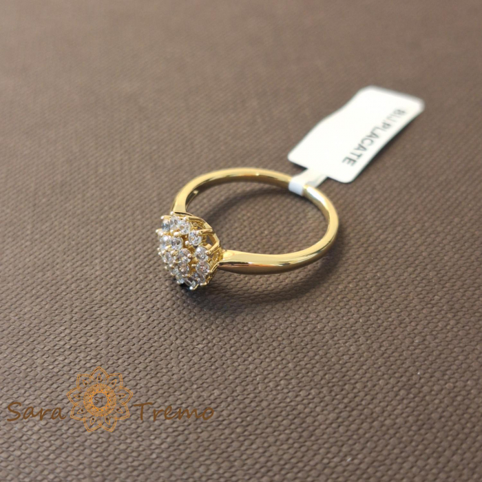 Inel floare cu cristale zirconia albe placat 14k - tip logodna [2]