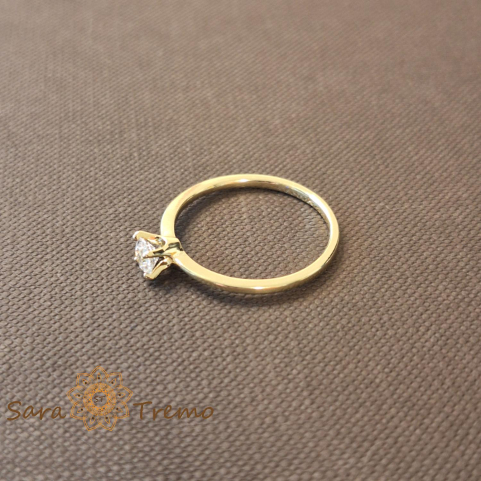 Inel clasic tip logodna cu zirconia alb - placat 14k [2]