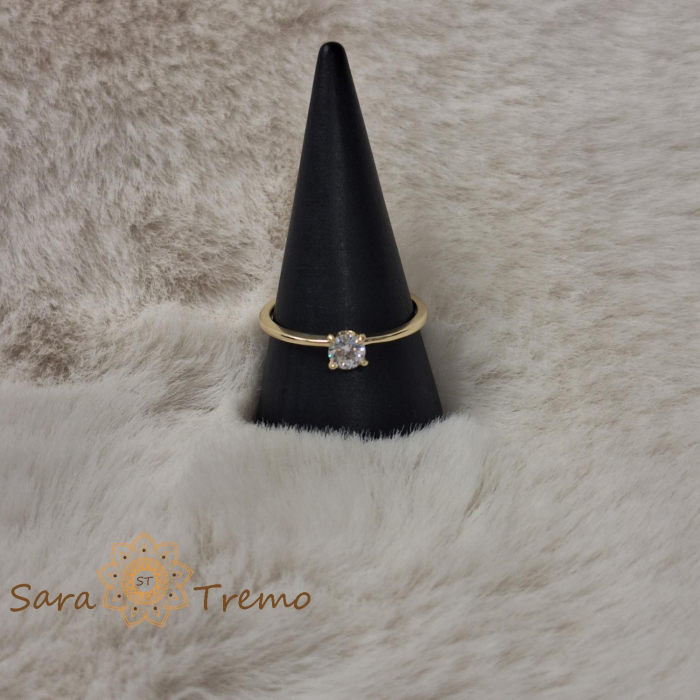 Inel clasic tip logodna cu zirconia alb - placat 14k [4]