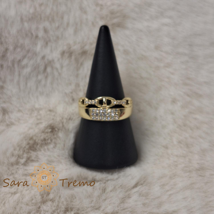 Inel placat 14k cu zirconia model decupat - latime 8 mm [4]