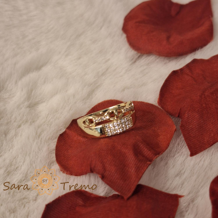 Inel placat 14k cu zirconia model decupat - latime 8 mm [6]