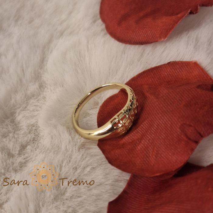 Inel design mixt filigran ghiul delicat placat 14k - latime 5 mm [3]