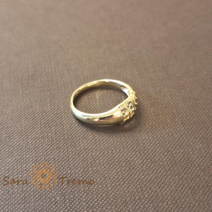 Inel design mixt filigran ghiul delicat placat 14k - latime 5 mm [4]