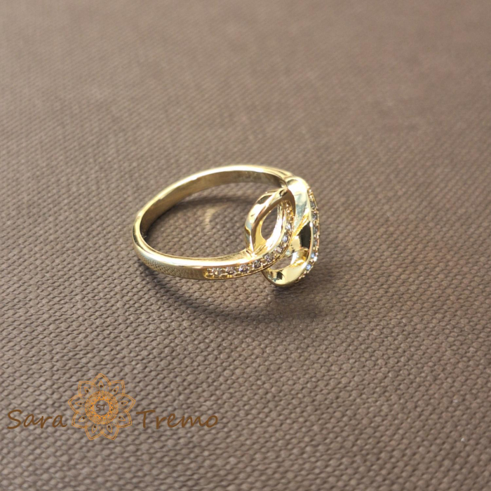Inel tip sarpe cu cristale zirconia albe - placat 14k [5]