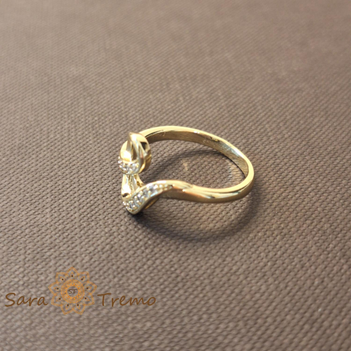 Inel tip sarpe cu cristale zirconia albe - placat 14k [3]