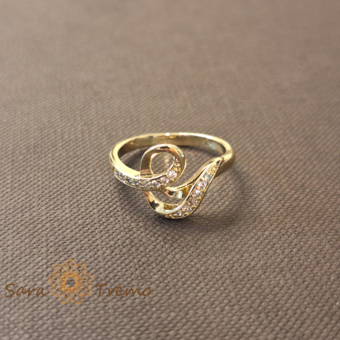 Inel tip sarpe cu cristale zirconia albe - placat 14k [4]