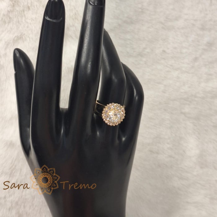 Inel reglabil floare cu cristal chihlimbar placat 18k - origine Brazilia [5]