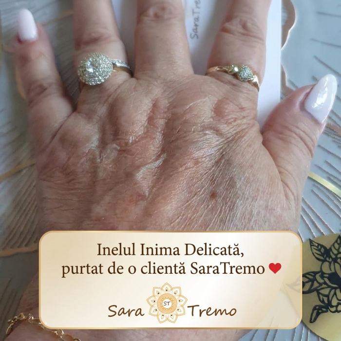 Inel Inima Delicata – Inel placat cu aur 14K cu zirconia albe [5]