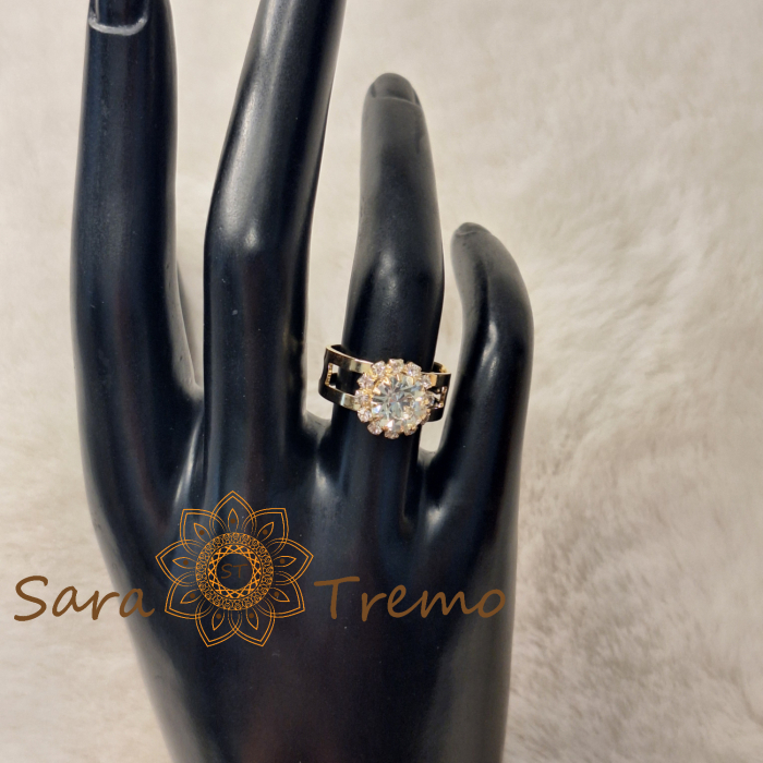 Inel Lumina Inimii – floare cu cristal alb, reglabil, placat cu aur 18K [5]
