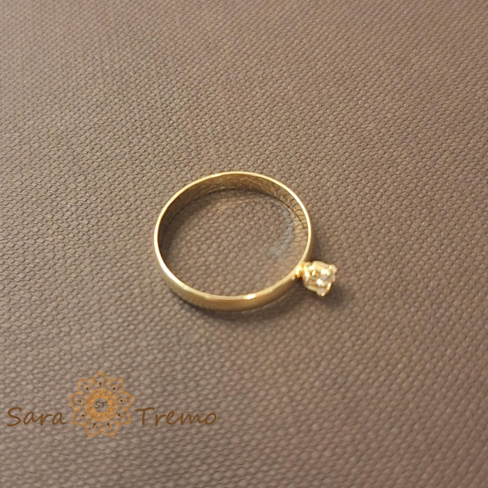 Inel tip logodna cu zirconia fatetat placat 14k - latime 3 mm [2]