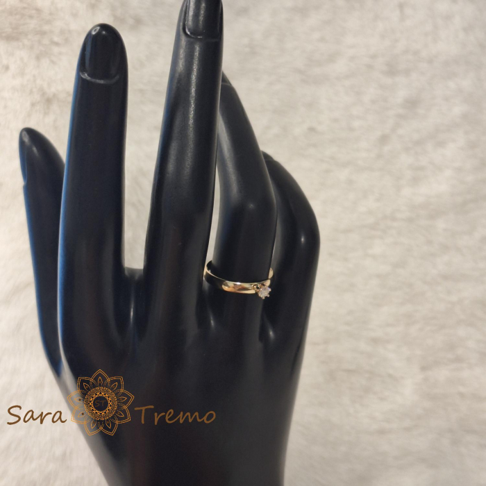 Inel tip logodna cu zirconia fatetat placat 14k - latime 3 mm [6]