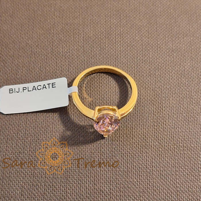 Inel placat cu aur cu cristal roz zirconia [2]
