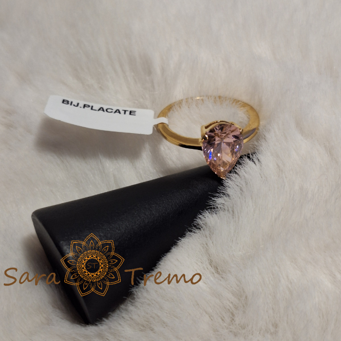 Inel placat cu aur cu cristal roz zirconia [6]