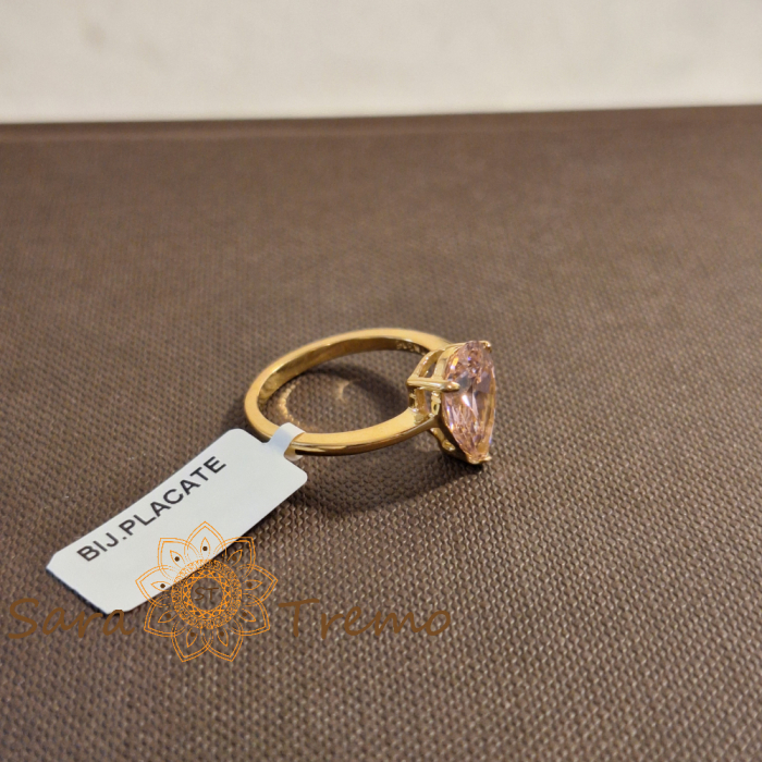 Inel placat cu aur cu cristal roz zirconia [3]
