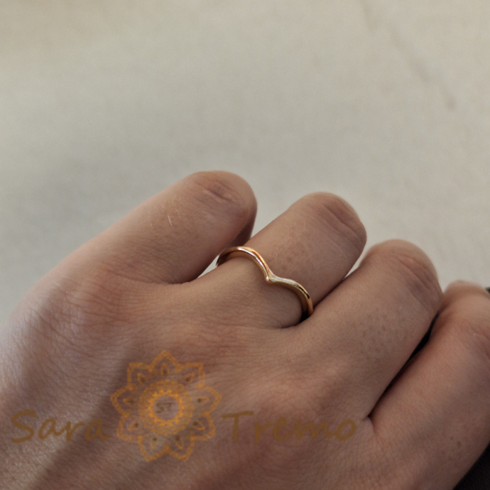 Inel placat cu aur Gold Princess, model simplu, arcuit ca o coroană de prințesă [4]