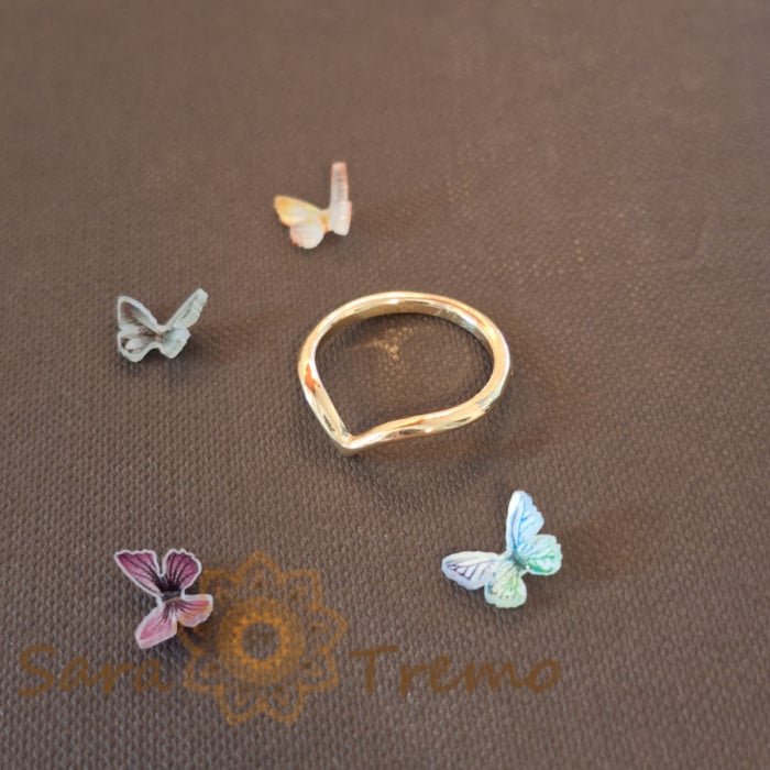 Inel placat cu aur Gold Princess, model simplu, arcuit ca o coroană de prințesă [2]