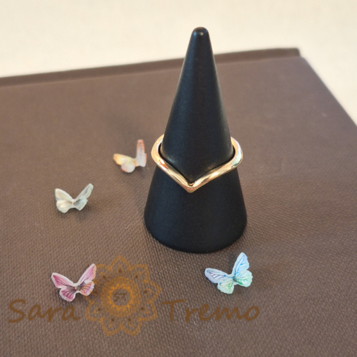 Inel placat cu aur Gold Princess, model simplu, arcuit ca o coroană de prințesă [3]