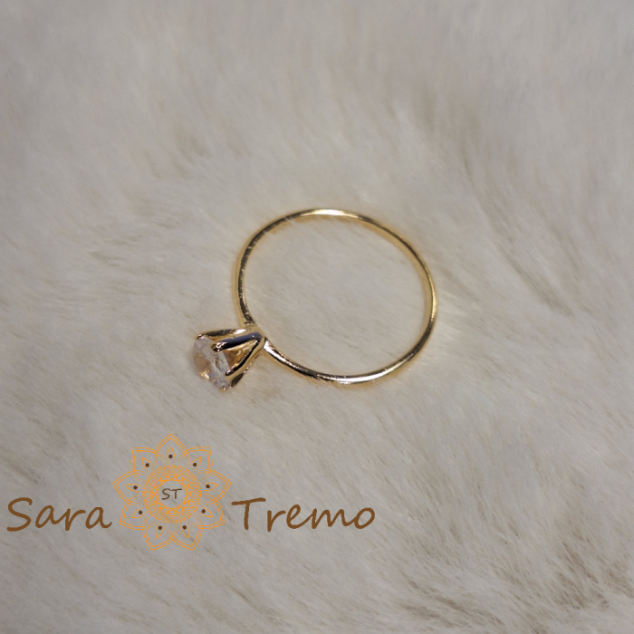 Inel placat cu aur, model fin cu cristal zirconia alb – stil clasic de logodnă [8]