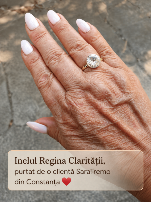 Inel Regina Claritatii – Inel placat cu aur 14K cu zirconia rotunda tip diamant [4]