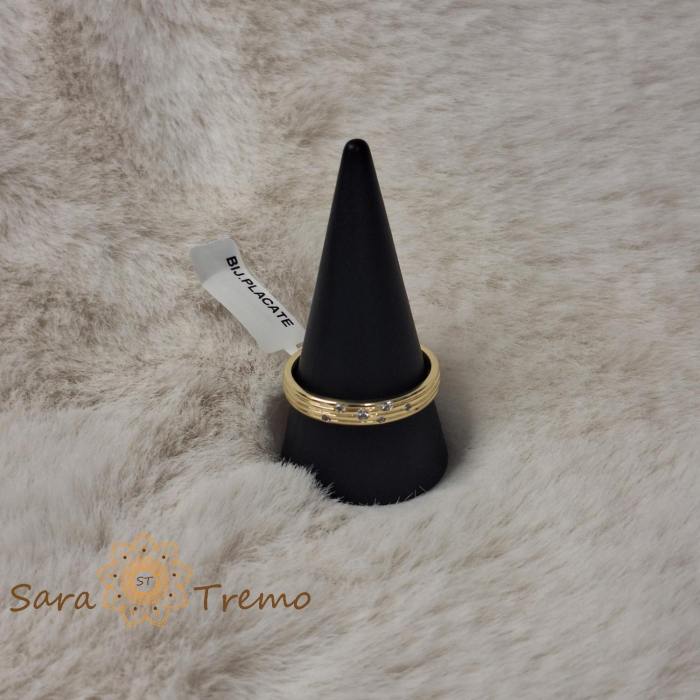 Inel tip banda cu cristale zirconia placat 14k - latime 3 mm [4]