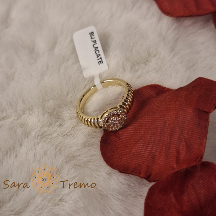 Inel elegant cu cristale zirconia - placat 14k [3]