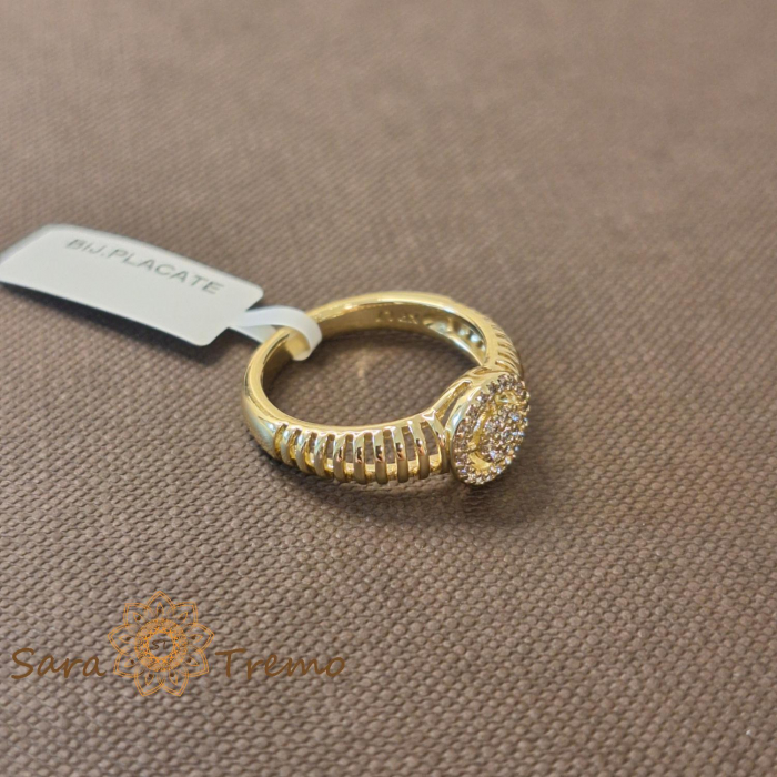 Inel elegant cu cristale zirconia - placat 14k [4]