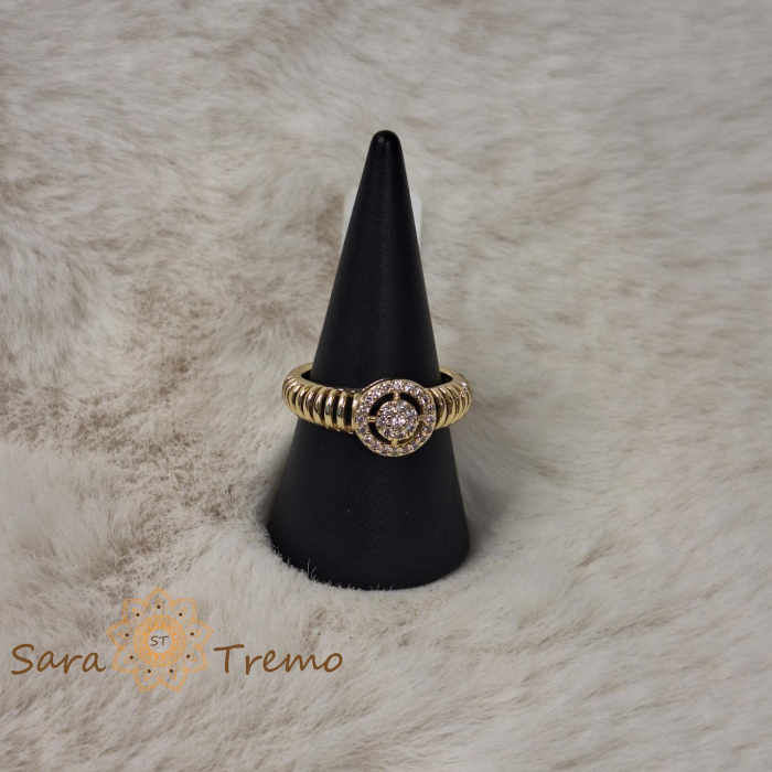 Inel elegant cu cristale zirconia - placat 14k [5]