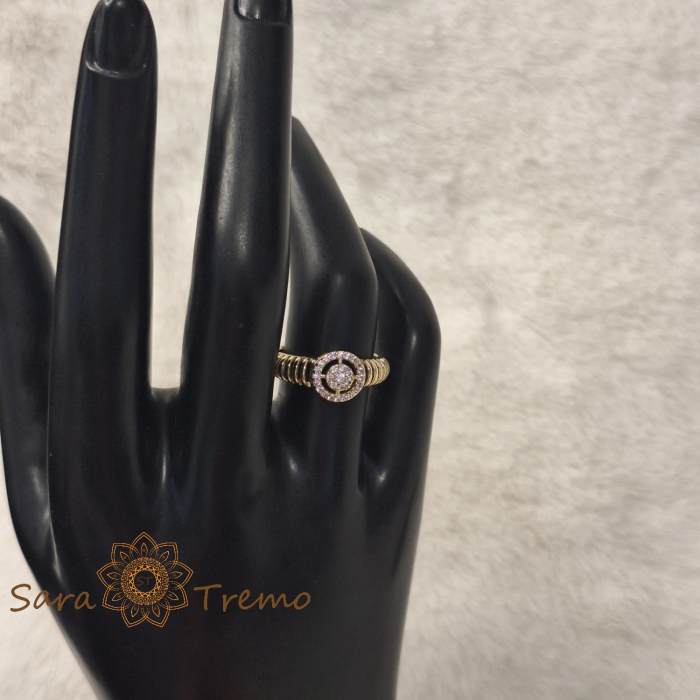 Inel elegant cu cristale zirconia - placat 14k [6]