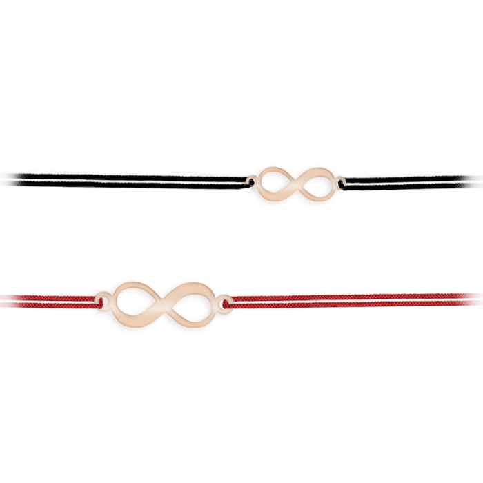 Ines - Set bratari personalizate cu snur si infinit cu nume din argint 925 placat cu aur roz [2]