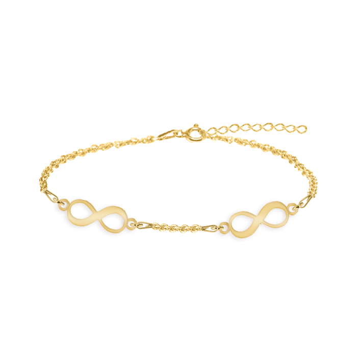 Infinito - Bratara personalizata pentru picior cu 2 infinituri din argint 925 placat cu aur galben 24K [2]