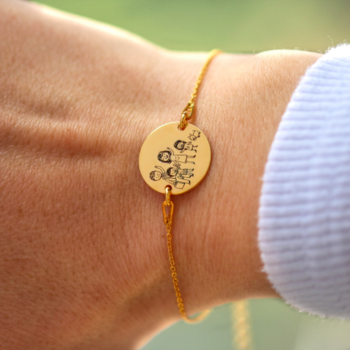 Iris - Bratara din argint 925 placat cu aur galben 24K personalizata cu membrii familiei - banut [2]