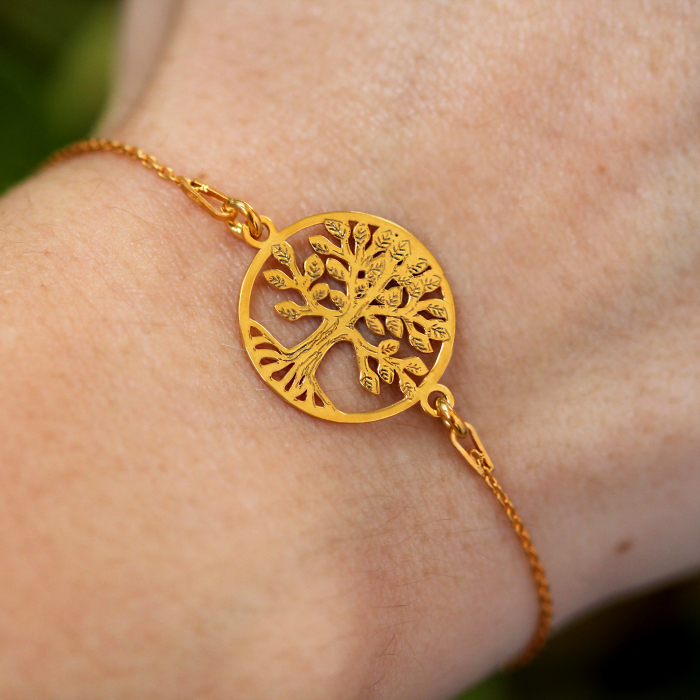 July- Bratara personalizata pomul vietii din argint 925 placat cu aur galben 24K [2]