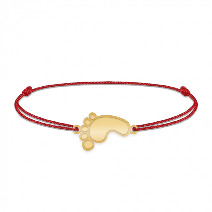 Kiddie - Bratara personalizata snur talpita si nume din argint 925 placat cu aur galben 24K [2]