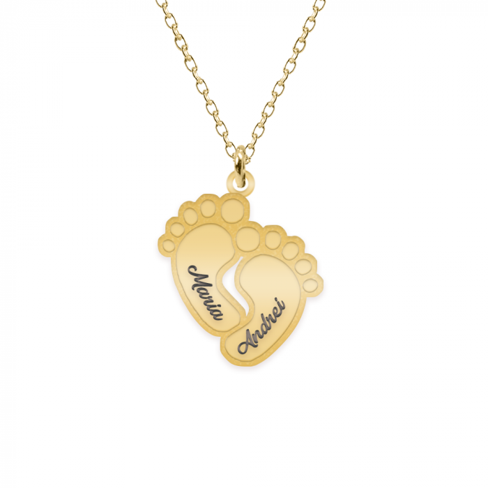 Kiddie - Colier personalizat talpite cu nume din argint 925 placat cu aur galben 24K [1]
