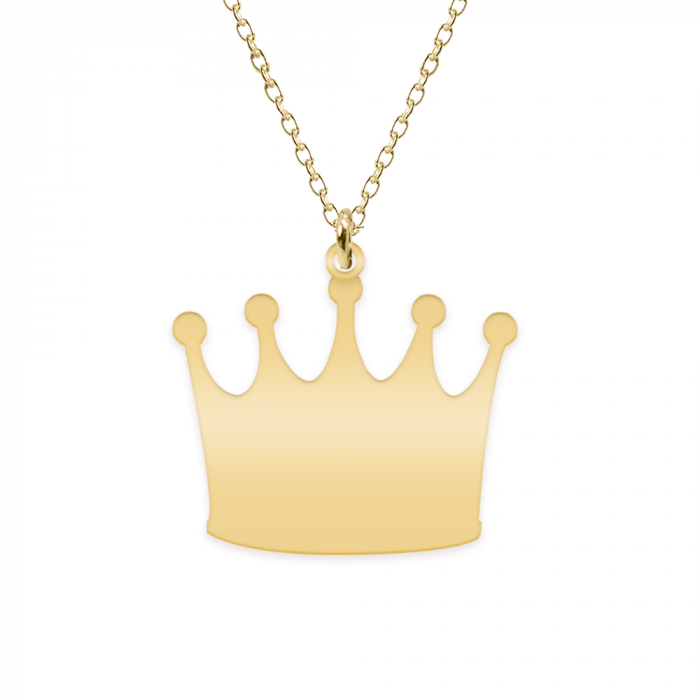 King - Colier din argint 925 placat cu aur galben 24K personalizat cu text - coroana [2]