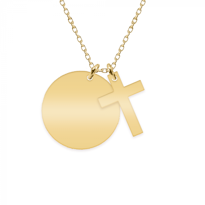 Krust - Colier personalizat banut si cruce din argint 925 placat cu aur galben 24K [2]