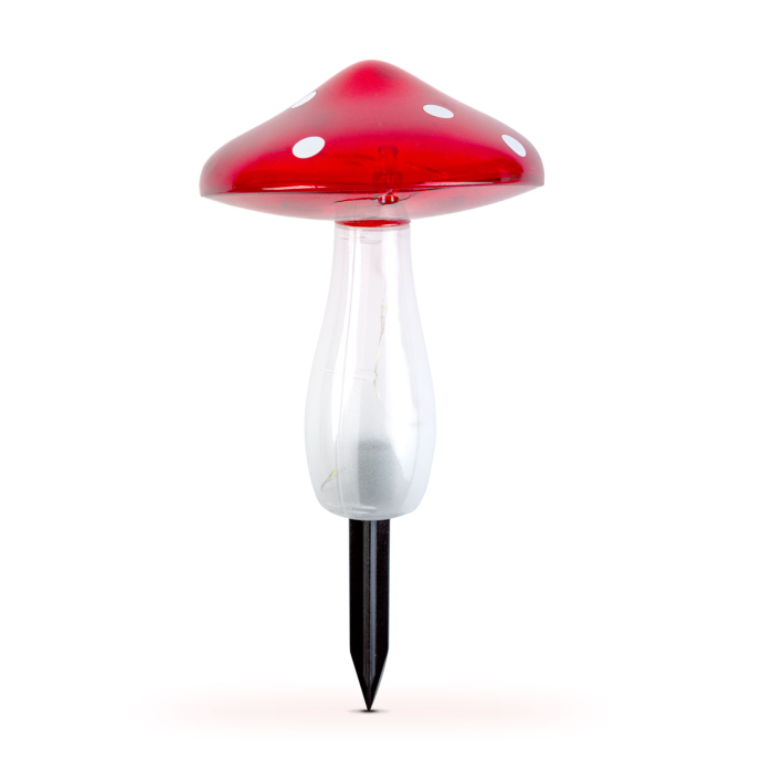 Lampa solara LED ciuperca 23.5 cm cu tarus, 10 LED alb rece, decor gradina exterior [2]