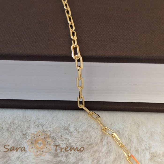 Lant gros masiv placat cu aur 18K, model cu zale dreptunghiulare, 55/60 cm [3]