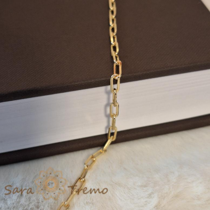 Lant gros masiv placat cu aur 18K, model cu zale dreptunghiulare, 55/60 cm [4]