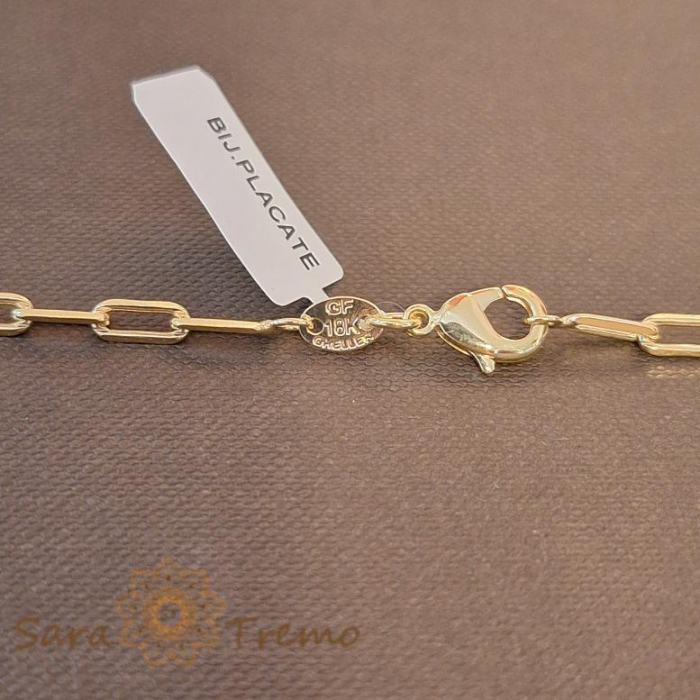 Lant gros masiv placat cu aur 18K, model cu zale dreptunghiulare, 55/60 cm [8]