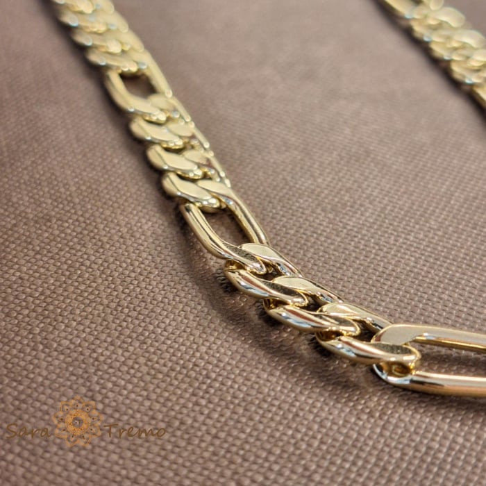 Lant masiv cuban placat cu aur de 14k - 51 cm [4]